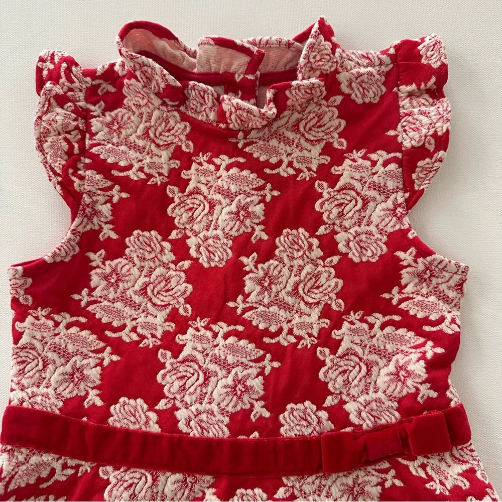 Janie and Jack Girls 7 Red White Floral Party Dress